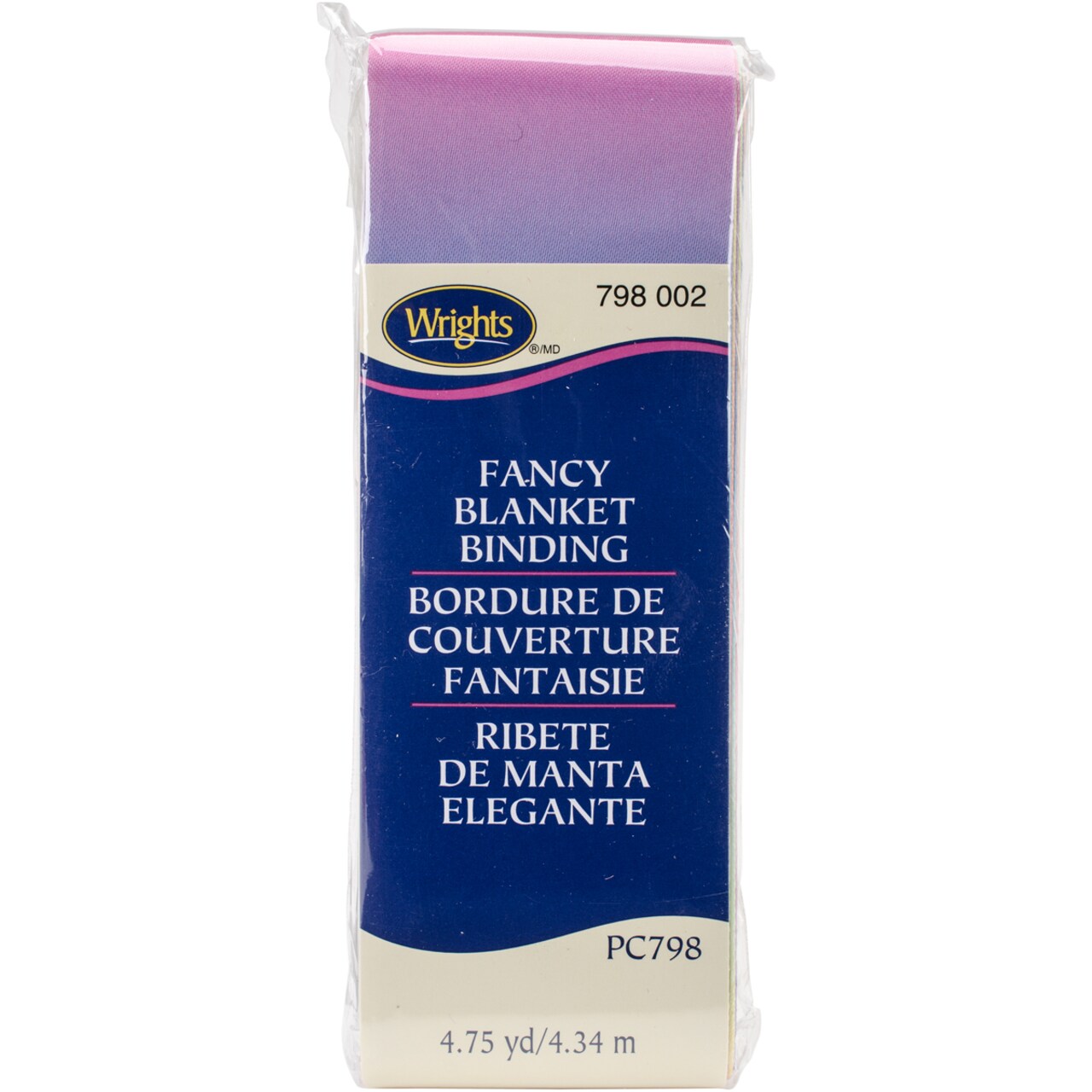 Wrights Single Fold Satin Fancy Blanket Binding 2"X4.75yd-Rainbow